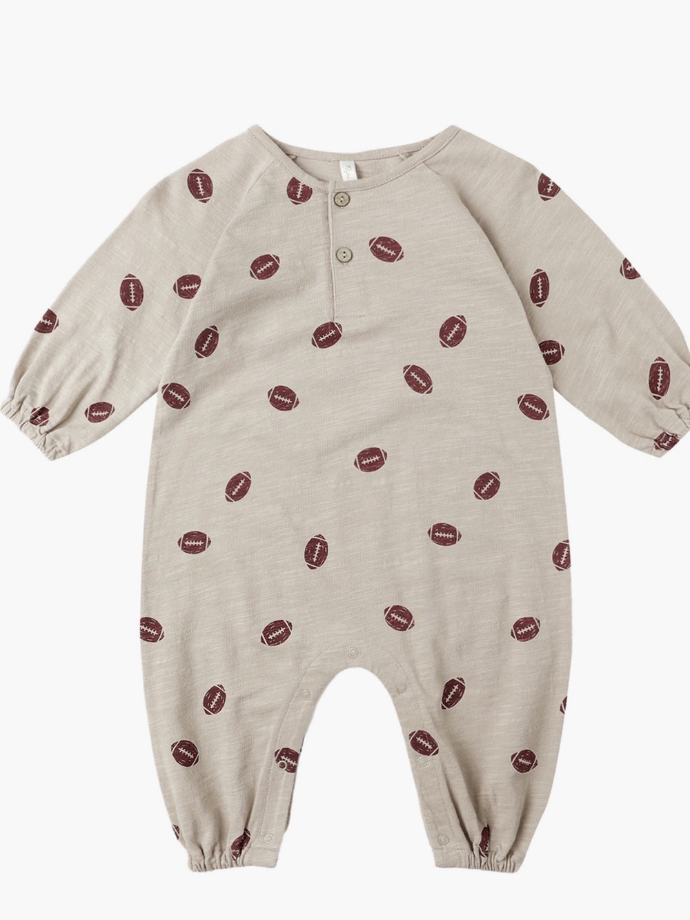 Rylee + Cru Beige Football-Print One-Piece Romper